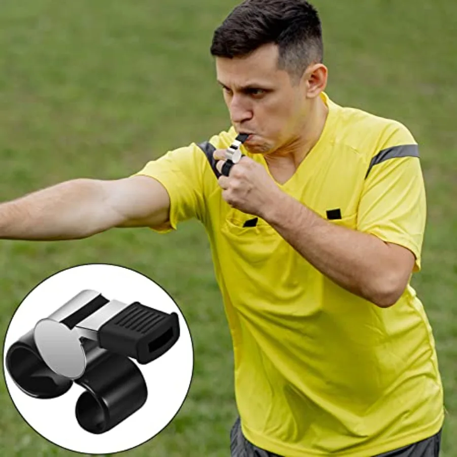 2 Pieces Finger Grip Whistle Official Hockey Referee Whistle Football Soccer Hand Held Whistle Metallic Loud Sports Whistle wit