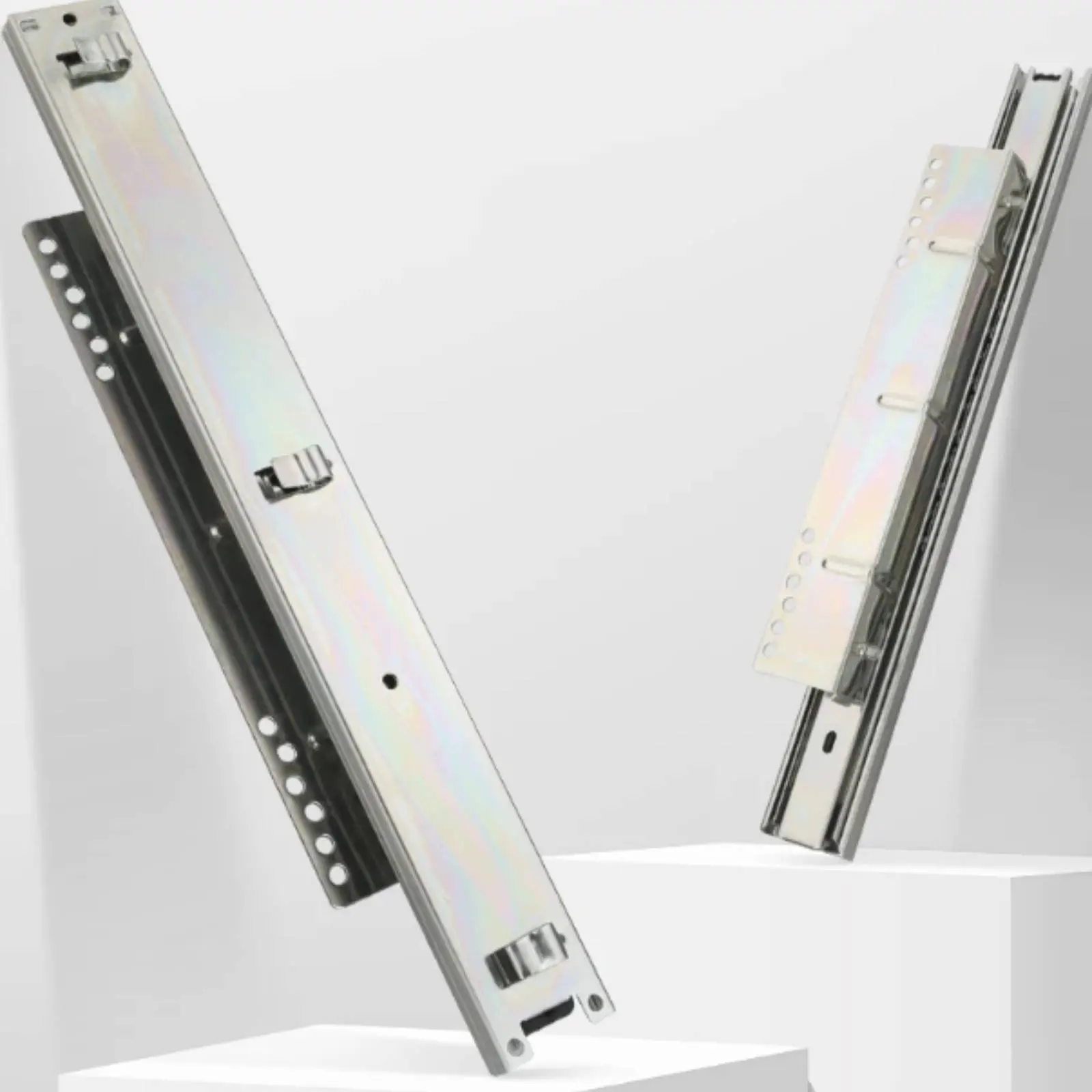 Cabinet Basket Slide Thickened 3 Section Slide Rail Pull out Shelf Rail Effortless Sliding Household Hardware Noise Quiet