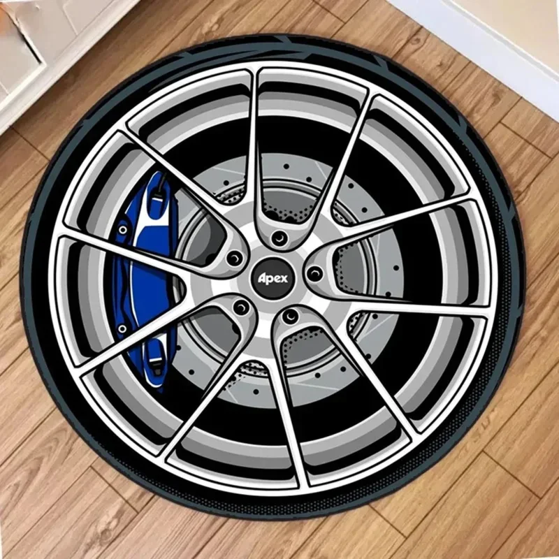 VIKAMA Car Hub Round Cushion Soft Non-Slip Living Room Bedroom Carpet Modified Car Enthusiasts Home Decoration