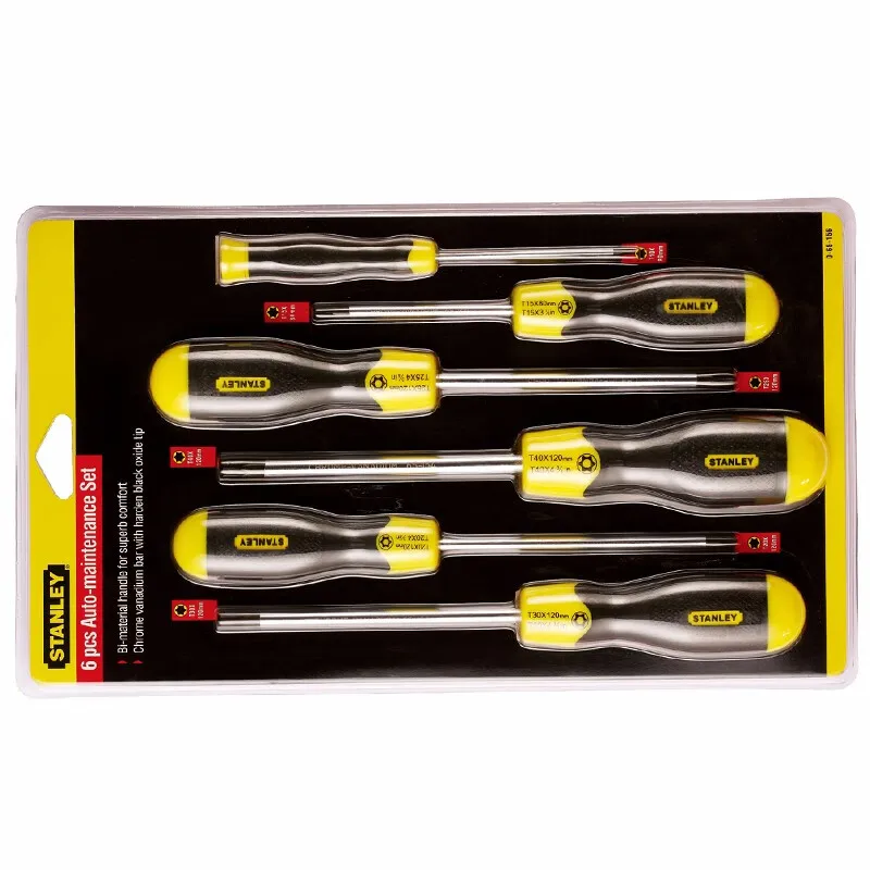 Stanley 65-156-0-23 Strong Solid Pattern Tricolor Handle Middle Hole Hexagonal Pattern Torx Screwdriver 6pcs