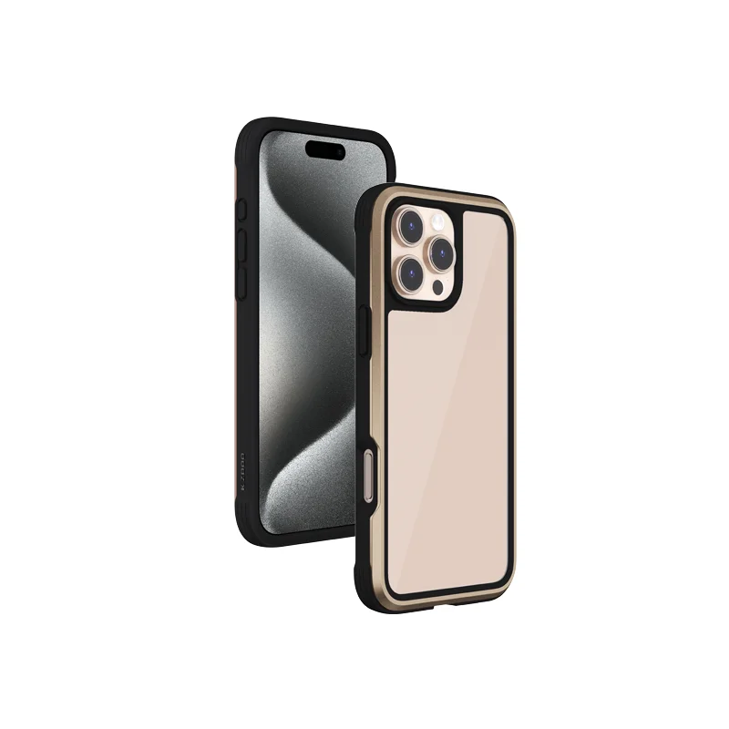 

KZDOO Ares Classic Protector Luxury Desert Titanium Case Matal Frame Clear Backplate Back Cover for iPhone16/16 Pro/16 Promax