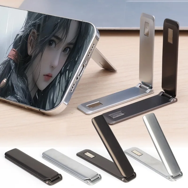 Supporto per telefono magnetico Staffa per cavalletto per telefono autoadesiva in metallo Supporto per telefono cellulare da tavolo pieghevole invisibile ultra sottile