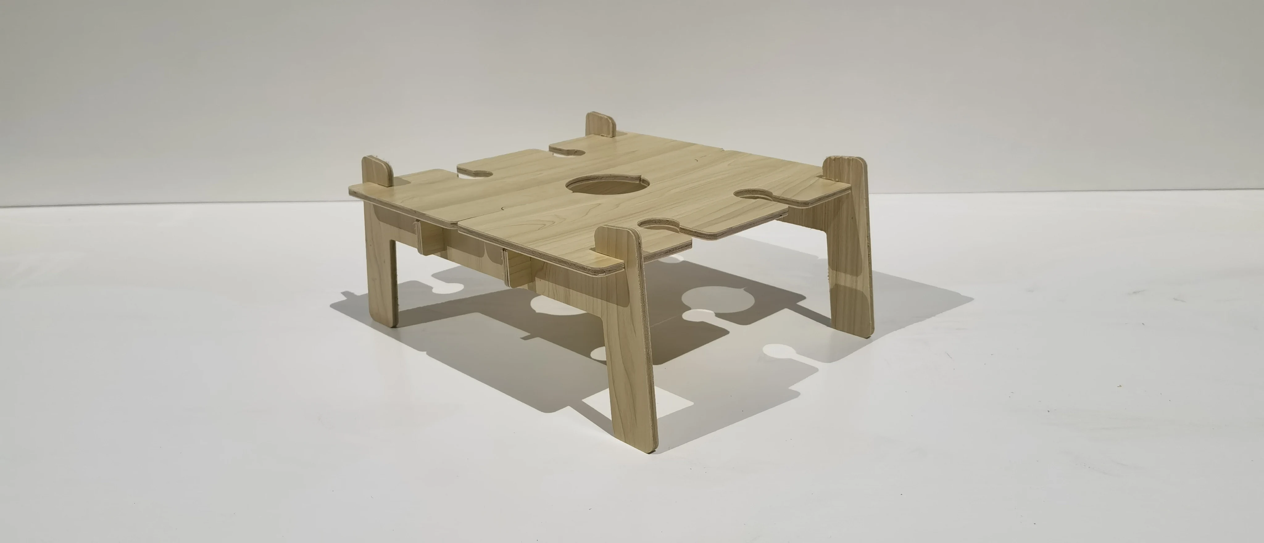 &c OEM Solid Birch Wood Foldable Portable Picnic Table Wine Cup Holders Waterproof Cushion Modern Design Outdoor Furniture Park