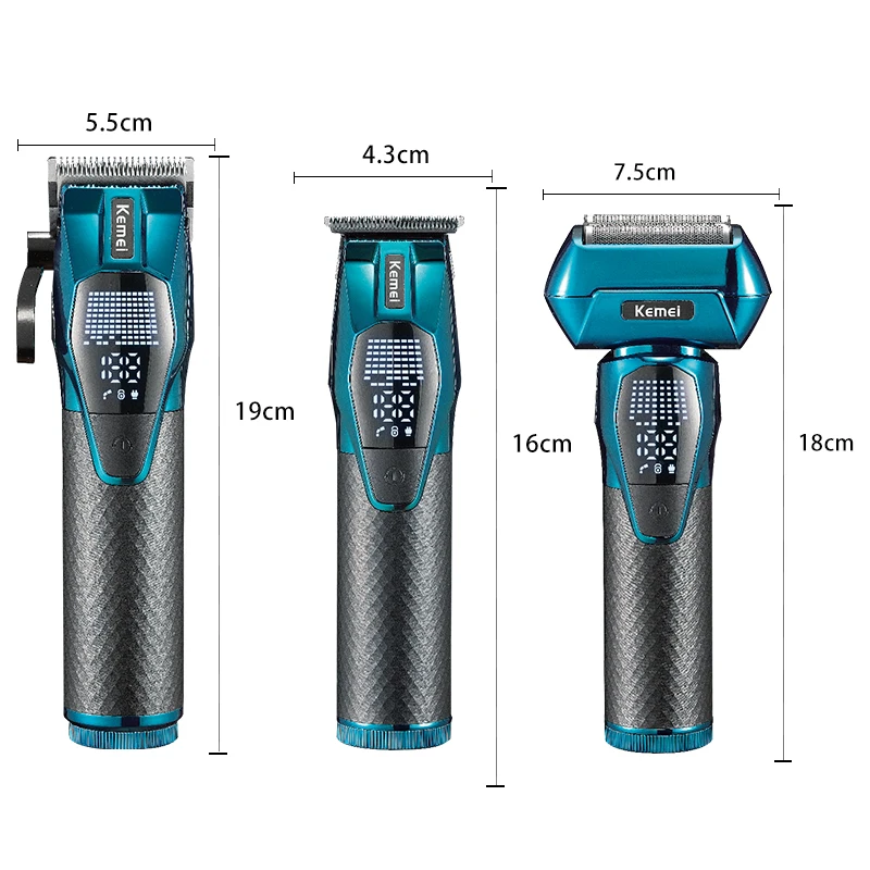 Kemei KM-8559 Professional Hair Clipper Kit, Detachable Battery Design,LED Digital Display,Salon-Grade Hair Trimmer Shaver Combo