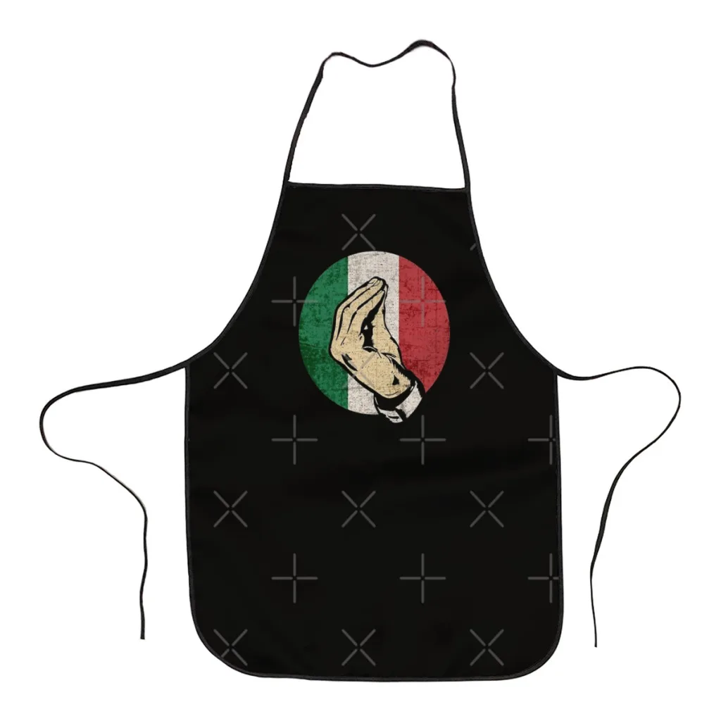 

Italian Hand Gesture Sing Language Funny Italy Flag Vintage Kitchen Women Apron Household Cleaning Composite Pinafore Salon