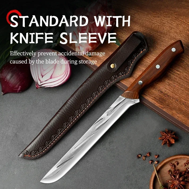 Sharp kitchen knife, long ham knife Stainless steel precision forging professional multi-purpose knife, kitchen accessories