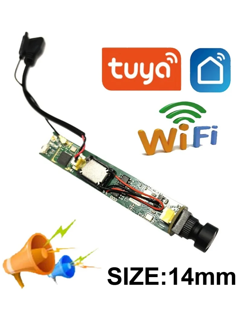 Tuya Smart Mini IP-Kameramodul 2MP WiFi 14mm PCB-Chipsatz mit 2-Wege-Audio Covert Security Monitor Smart Life DIY-Überwachung