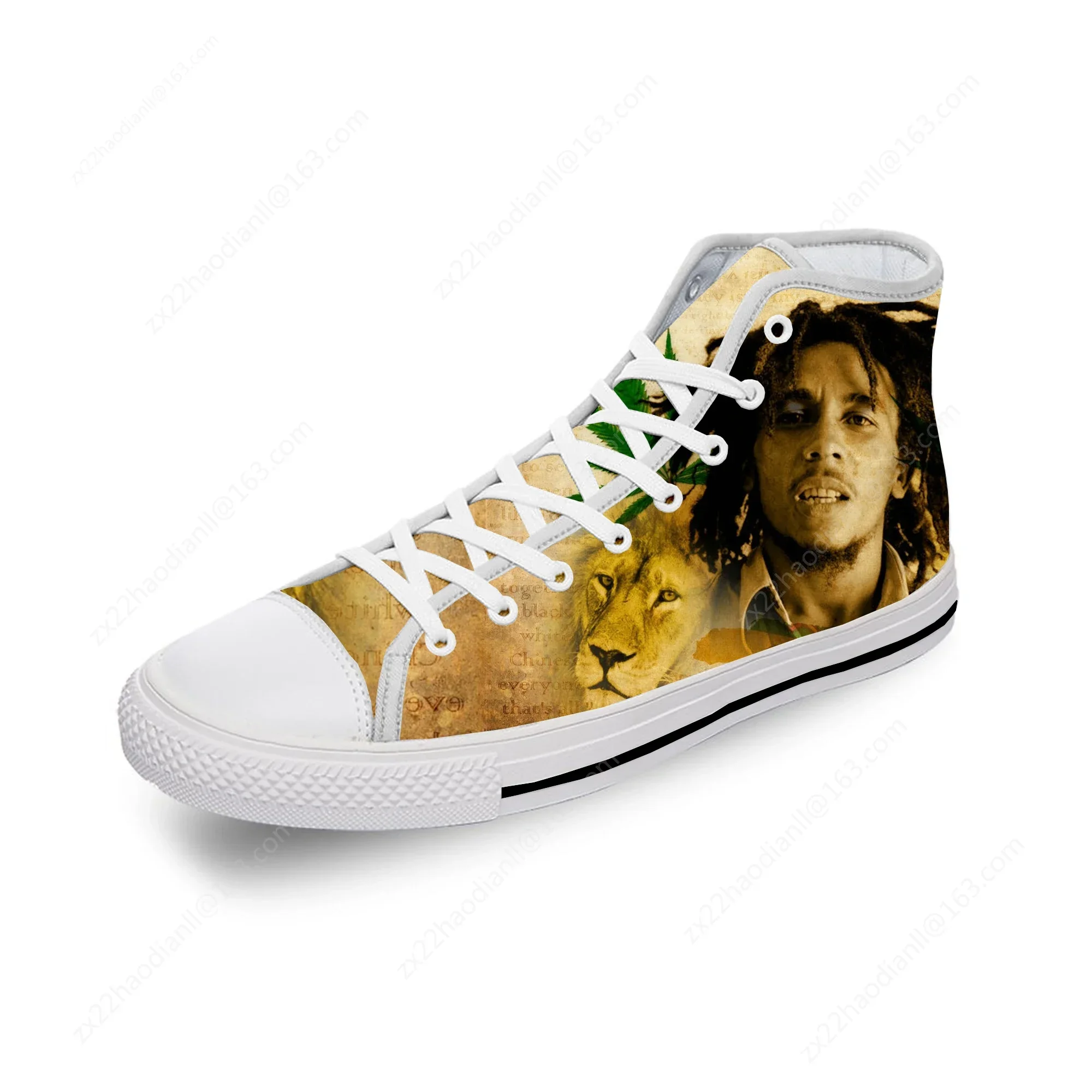 Bob Marley Reggae Star Music Rock Fashion Casual sneakers High Top Lightweight Breathable 3D Printed Men women Canvas Shoes