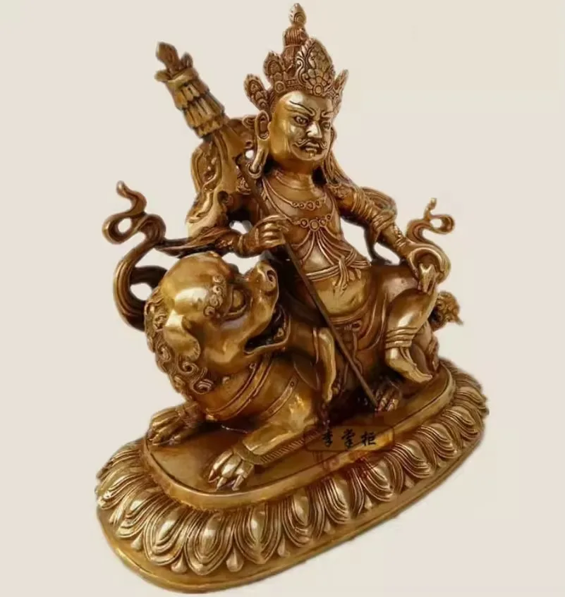 19cm Bronze Buddha Statue Auspicious Guardian Vaishravana Vaisravana Mammon  Wealth