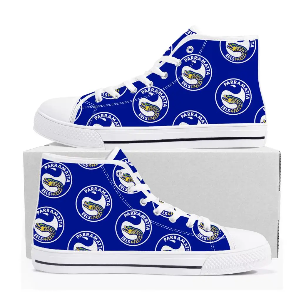 Parramatta Eels Australian Rugby High Top High Quality Sneakers Mens Womens Teenager Canvas Sneaker Casual Custom Made DIY Shoe