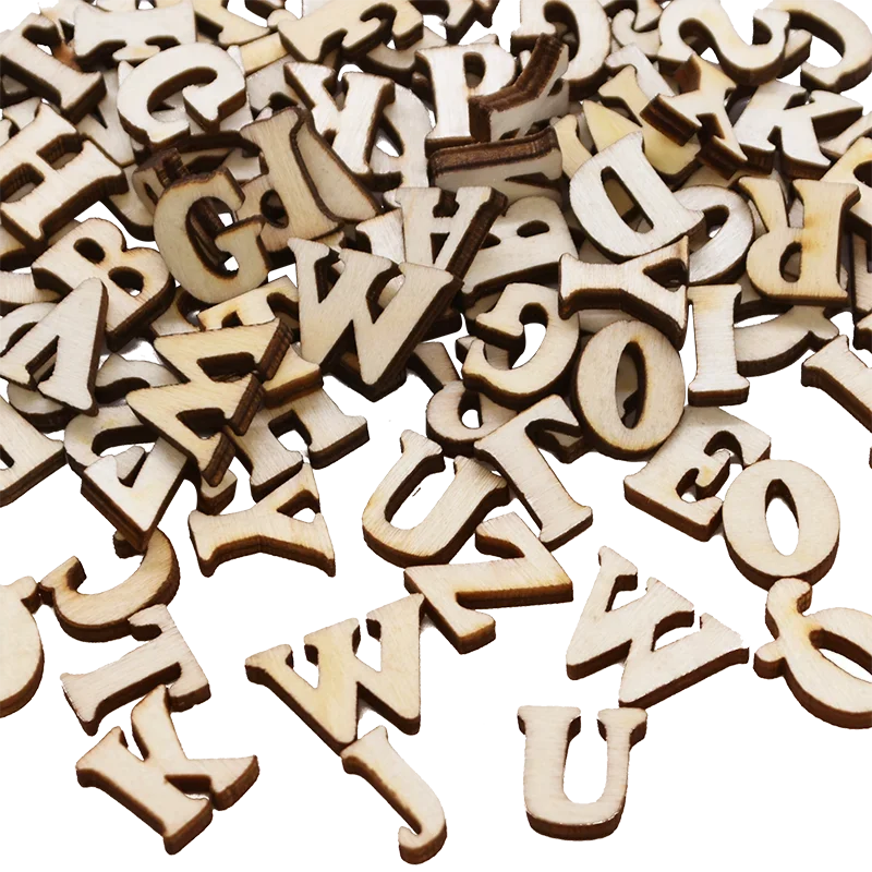 Random 100Pieces Wooden English Alphabet Letters Number Baby Early Learning Tool Scrapbooking Craft DIY Letter Digital Display