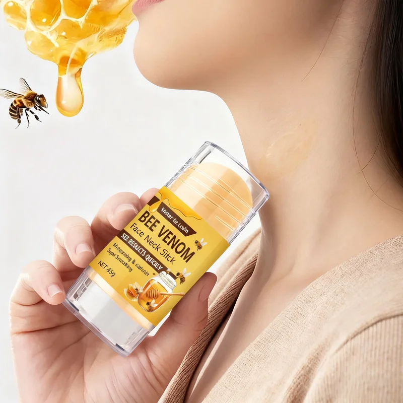 Stick reafirmante para rostro y cuello con veneno de abeja con colágeno y vitamina C - Tratamiento antienvejecimiento hidratante intenso y suavizante