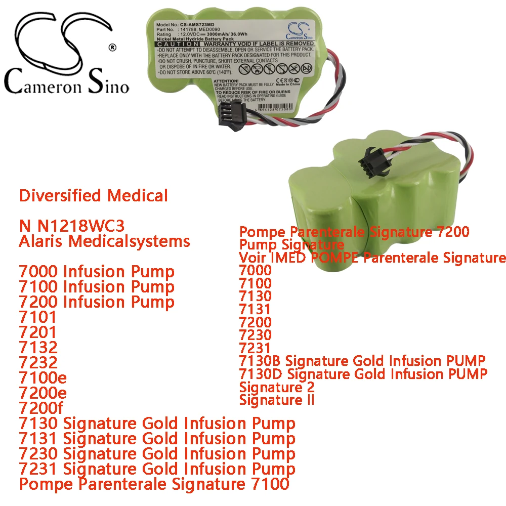 

Cameron Sino Medical Battery For Alaris Medicalsystems 7130D Signature Gold Infusion PUMP Signature 2 Signature II