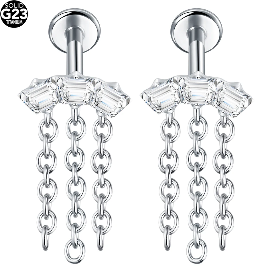 1/5 قطعة G23 التيتانيوم الأذن الغضروف شقة عودة مسمار ستار و القلب Labret ثقب الشفاه اللولب Daith الزنمة ثقب القرط للنساء #2