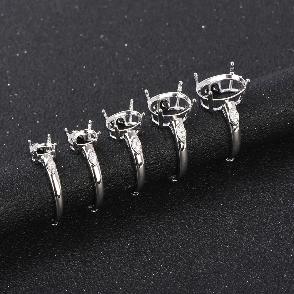 5x7-12x16mm Ring Blank 925 Sterling Silver Material Simple Style Suitable for Handmade DIY Women's Rings