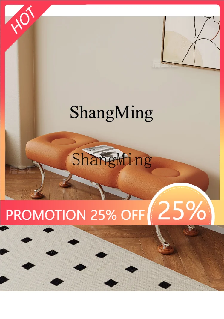 

ZYY exquisite senior retro entrance entrance leather soft bag light luxury high sense long sofa stool home stool