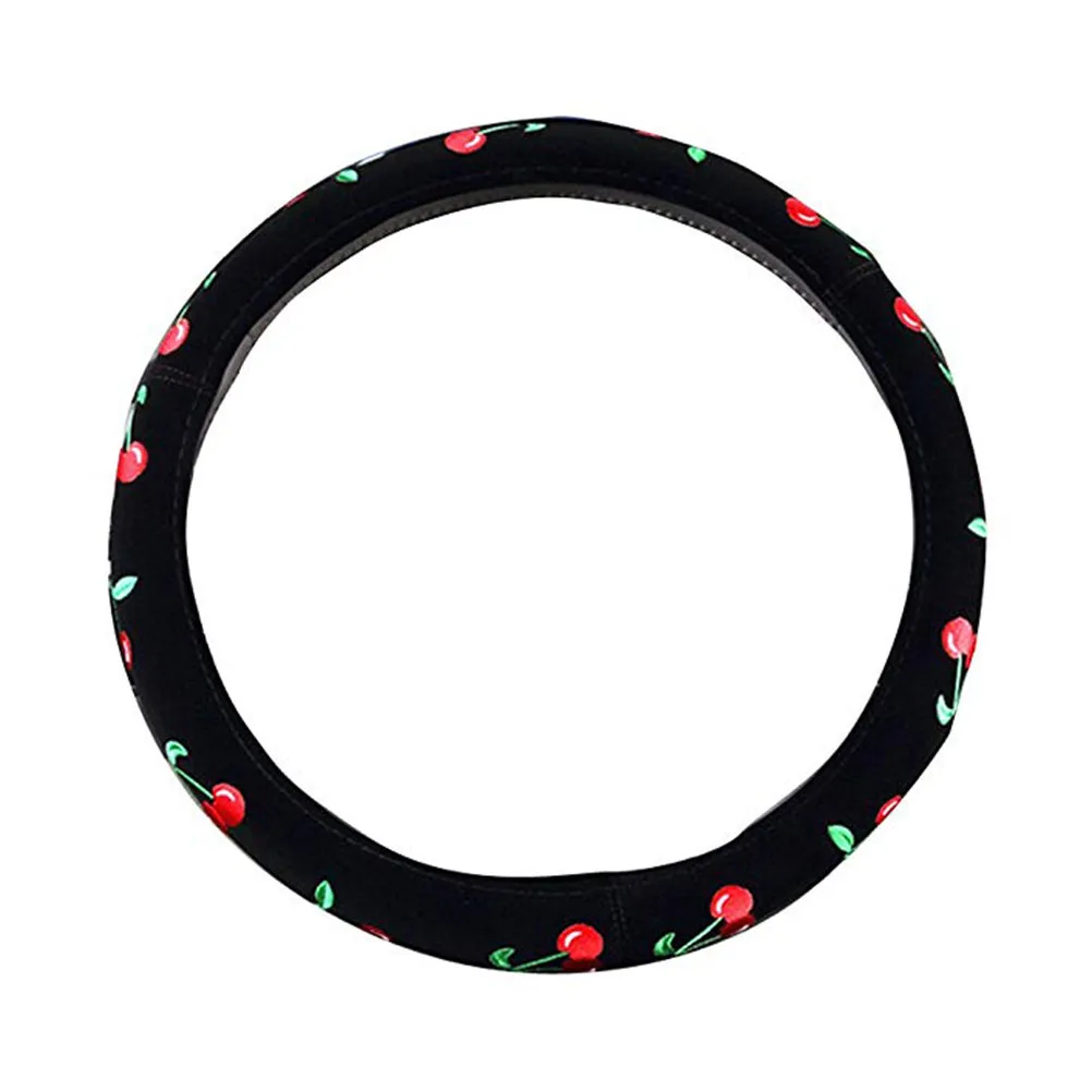 

Чехол на руль с вышивкой вишневыми цветами для женщин: повышенный комфорт, подходит для всех стандартных автомобилей, простая установка, для интерьера автомобиля