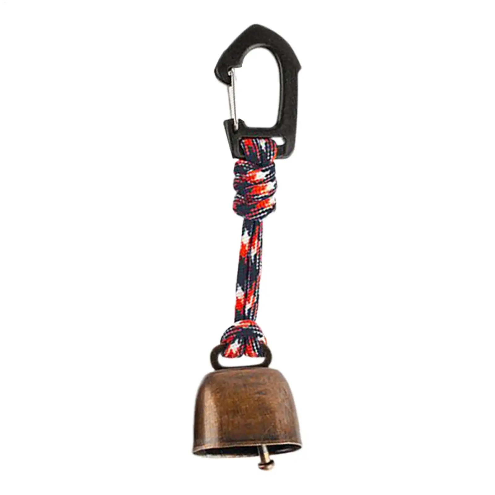 Bear Bell for Hiking Camping Loud Cast Iron Cowbell with Hand Braided Lanyard Anti-Lost Keychain for Backpacking color random