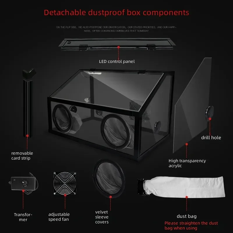 Electric Grinding Machine Dust Collection Box Transparent Acrylic Cover For Jade Beeswax Wenwan Engraving Polishing Tool