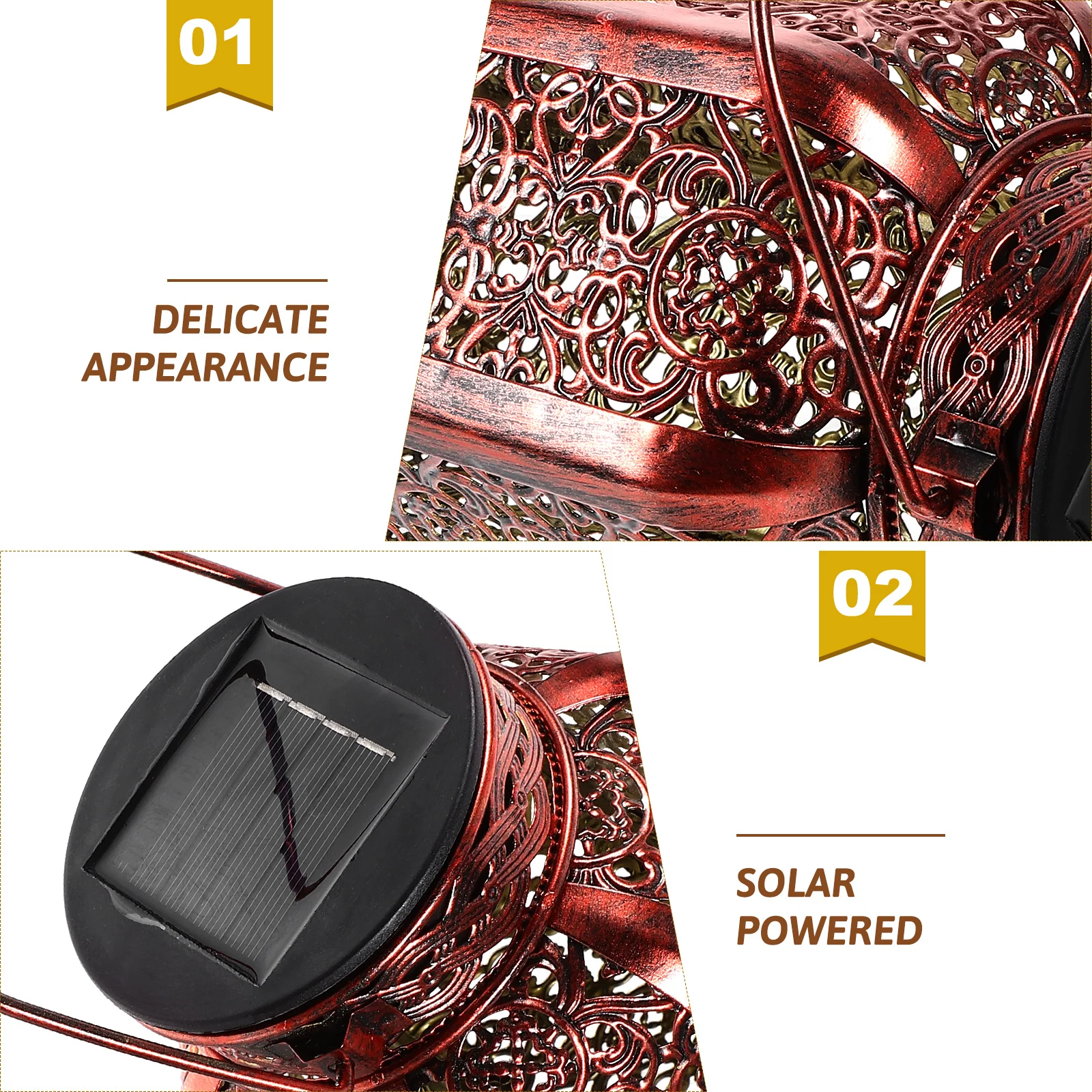 

1pc Solar Pumpkin Lantern Golden Hexagon Hollow Iron Waterproof Hanging Light For Outdoor Garden Patio Yard Pergola Decor Solar