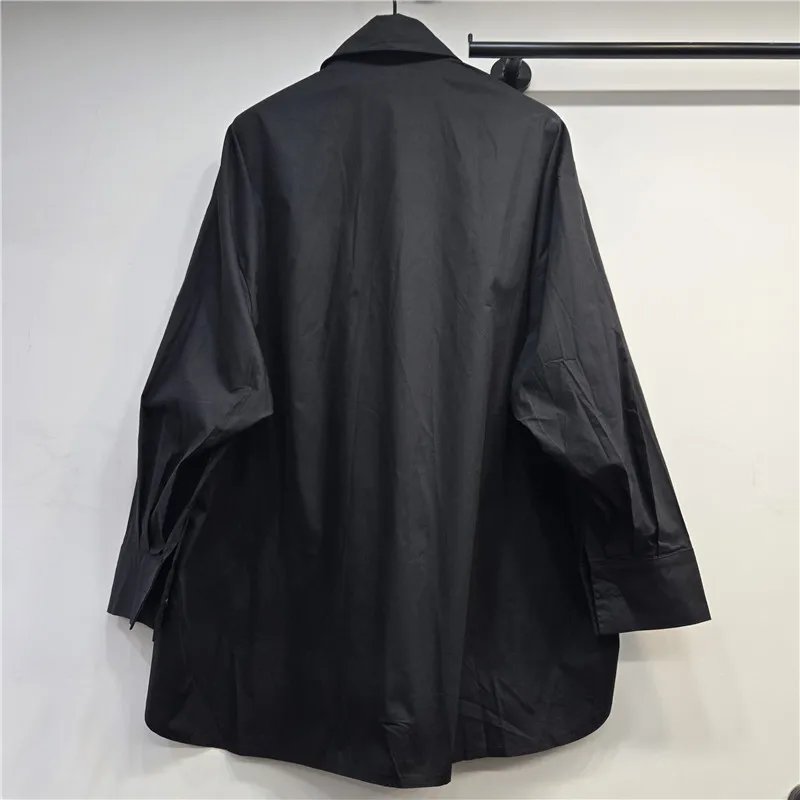 WTHT Nowa Modna Damska Koszula z Kwiatową Ozdobą na Guziki, Luźny Krój, Wiosna 2026, Modna Bluzka z Kołnierzykiem i Długimi Rękawami, Model Damski 1LS2794