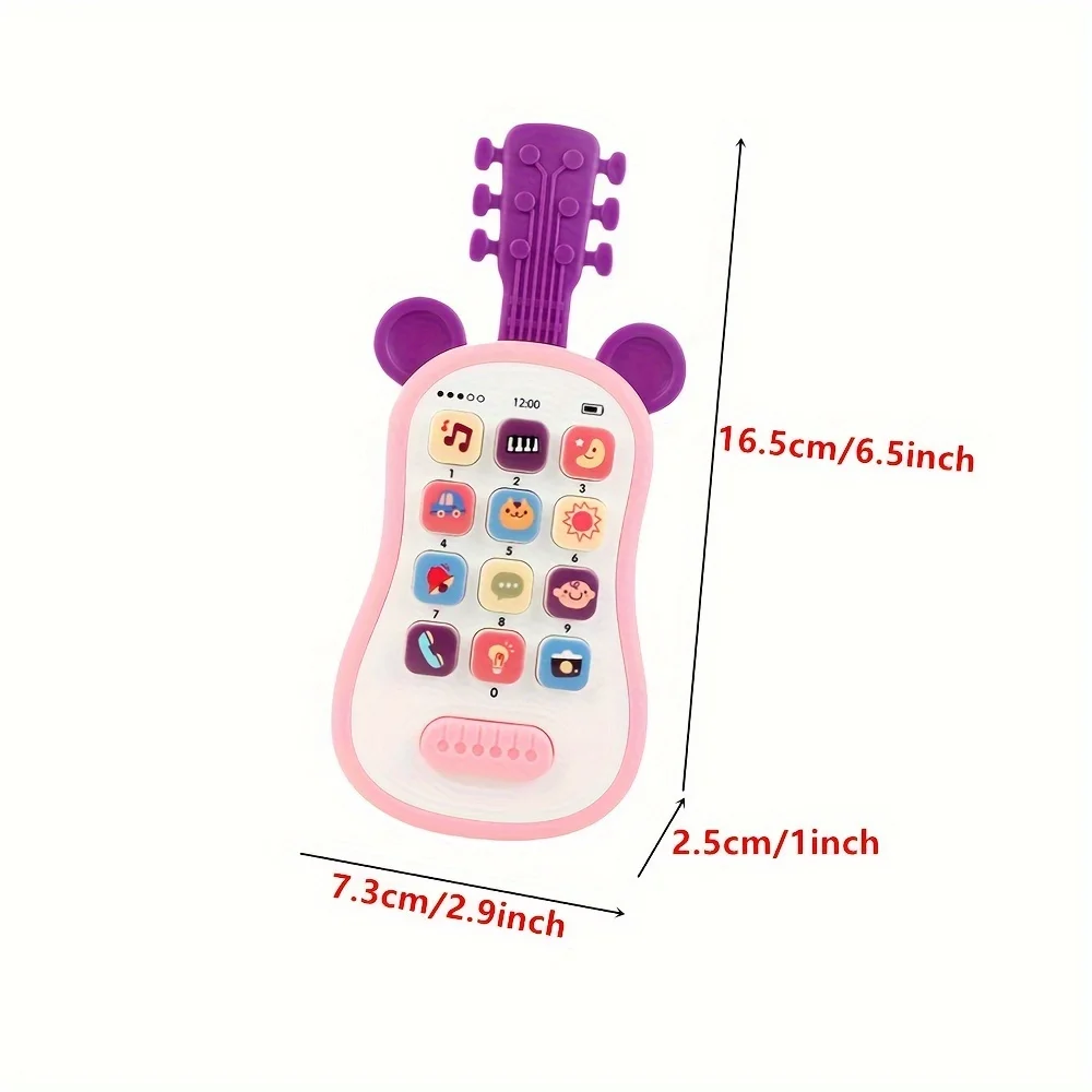 Telefone celular de guitarra com luzes, brinquedos musicais para dormir, educação precoce e brinquedos sensoriais musicais para crianças, presentes de aprendizagem pré-escolar