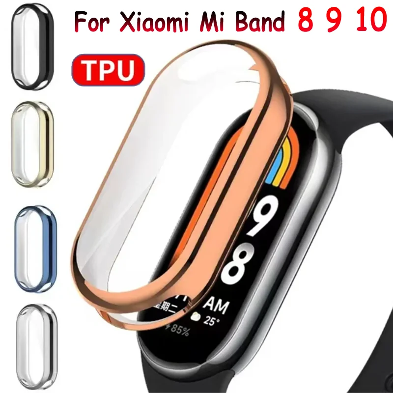 Soft TPU Case For Xiaomi Mi Band 10 9 8 NFC Smartwatch Screen Protector Frame Bumper Cover Shell For Xiaomi Mi Band 10 9 Ceramic