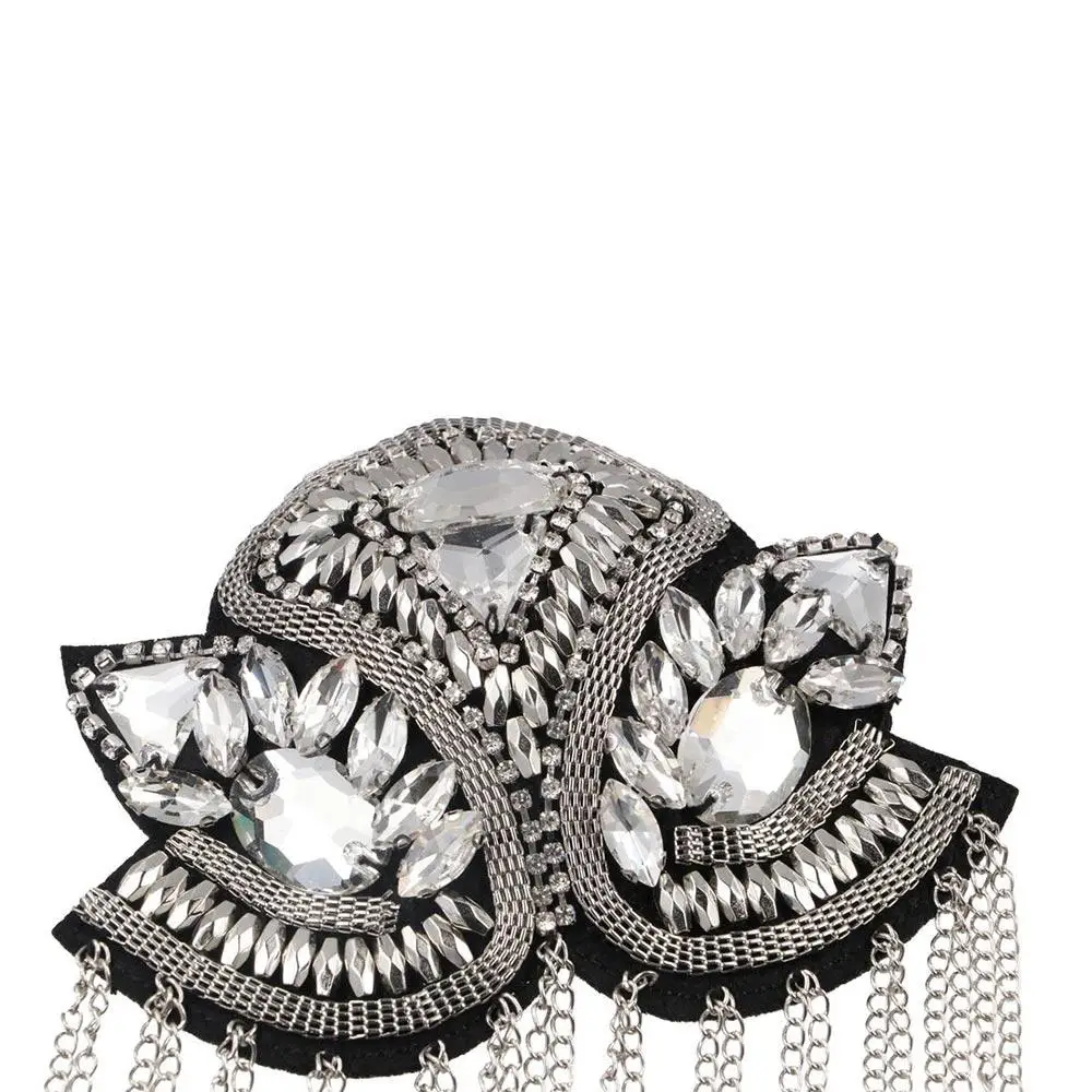 Exquisite Epaulets Shoulder Board Rhinestone Brooch Fringe Shoulder Mark Punk Badge Shoulder Flash Cosplay