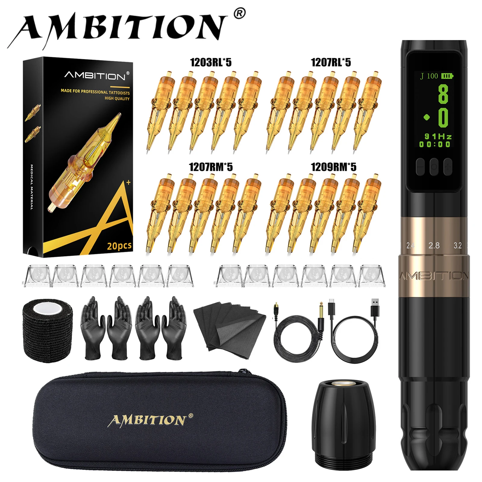 طموح سالي عدة Coreless موتور قابل للتعديل السكتة الدماغية 2.0-3.5 مللي متر قلم الوشم اللاسلكية تجميل دائم آلة الوشم الروتاري القلم #1