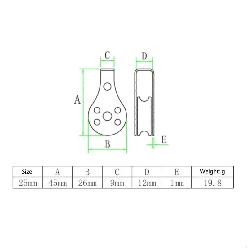 P82E 2x Pulley Single Wheel Load Bearing Lifting Rope Pulley Stainless Steel