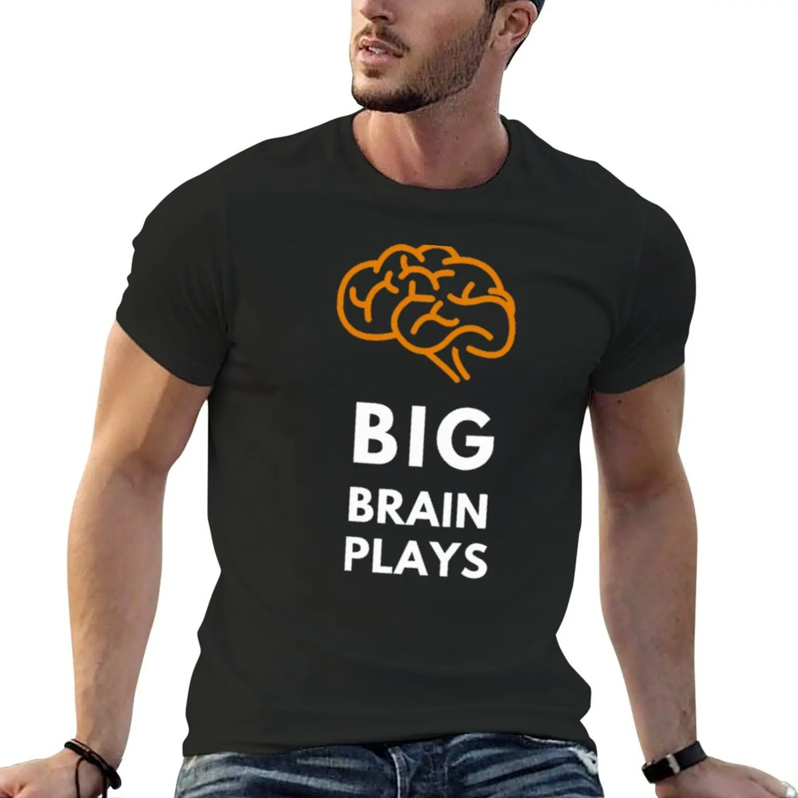

Big Brain Plays Gamer Graphic orange and white T-Shirt oversize t-shirts man cute tops shirts men graphic
