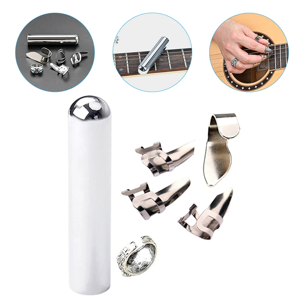 

Cat Eye Ring Set Finger Protectors Metal Slide Bar Tone Accessories Kit Durable Supply Parts Practical Slide Instrument Firm