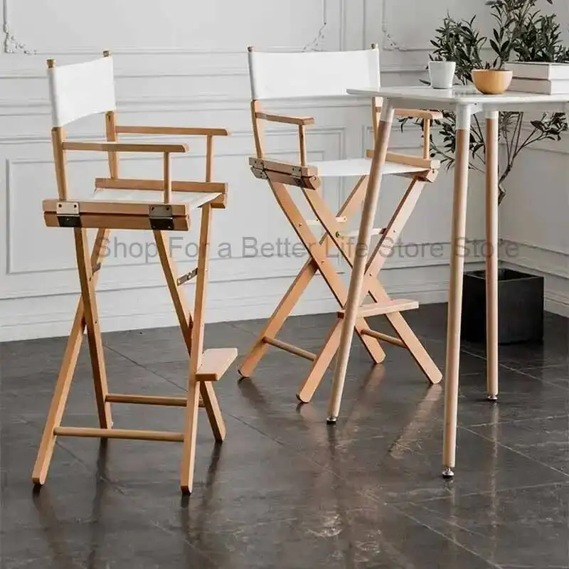Taburetes de bar para exteriores, sillas de bar de lujo de madera plegables para cocina, biblioteca, jardín, fiestas, banqueta portátil, muebles para el hogar