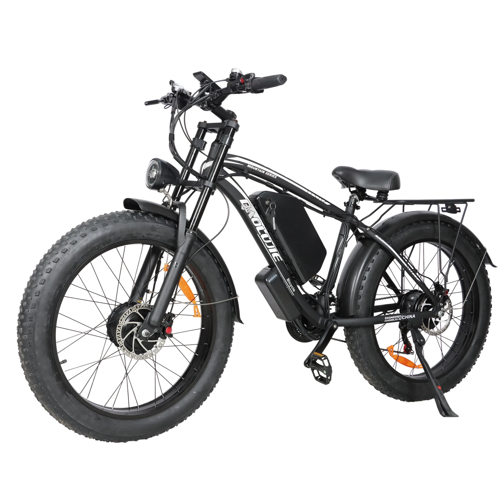 

BaoLuJie 2602-1 Black US Stock 3000W Dual Motor Electric Bike, UL2272 Certified 52V 32Ah Removable Battery 60KM Long Range 26" Fat Tire E-Bike 49km/h 21-Speed Hydraulic Brake Dual Shock All Terrain Off-Road Mountain Commuter Bicycle for Adults