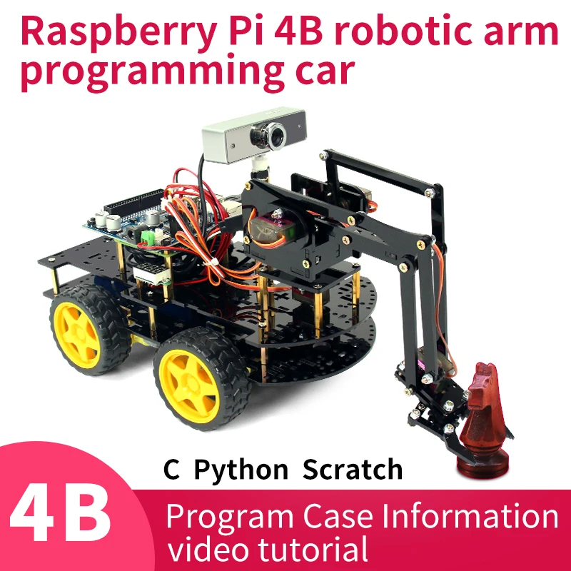 Raspberry Pi 4 B raspberry pi robotic arm car WiFi bluetooth programming robot