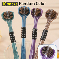 1/2/4/10 random wrapped three head toothbrush for home use three sided three-dimensional travel tongue coating cleaning toothbru