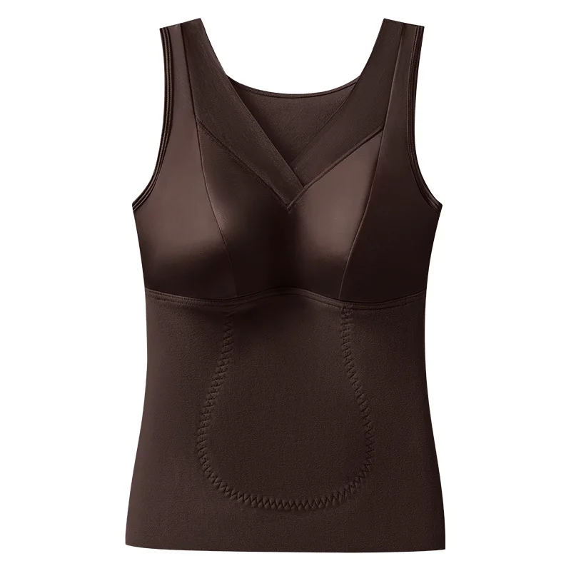 Light-sensing Satin Ladies' Brassiere Solid Color Warm Vest V-neck Womans' Bra Crossover Mesh Fixed Cup Girl's Bra Heating Patch