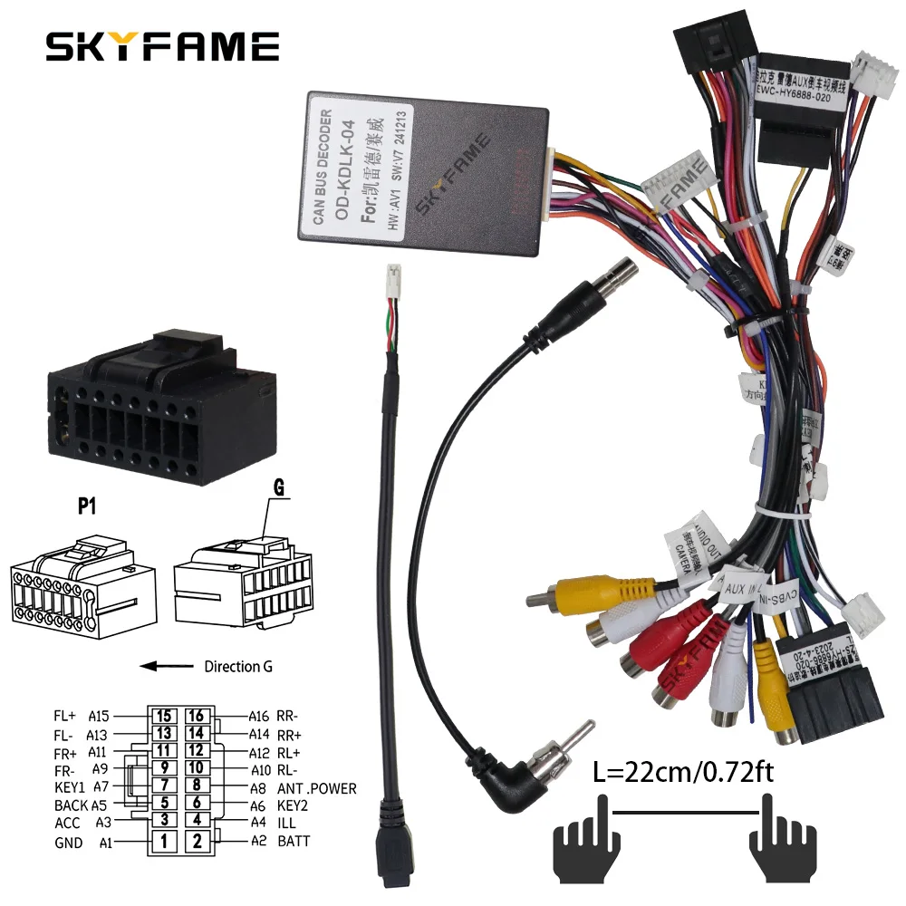 محول صندوق SKYFAME-Canbus للسيارة ، تسخير الأسلاك ، فك التشفير ، كابل طاقة أندرويد ، كاديلاك إسكاليد SLS ، إسكاليد ، 16Pin