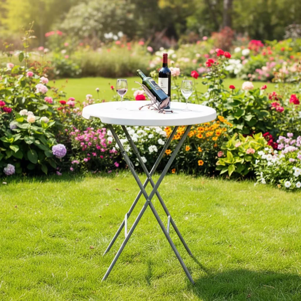 High-tops Bistro Folding Bar Table Wholesale Outdoor Metal Furniture For Hotels Parks Weddings Cocktail Parties Villas