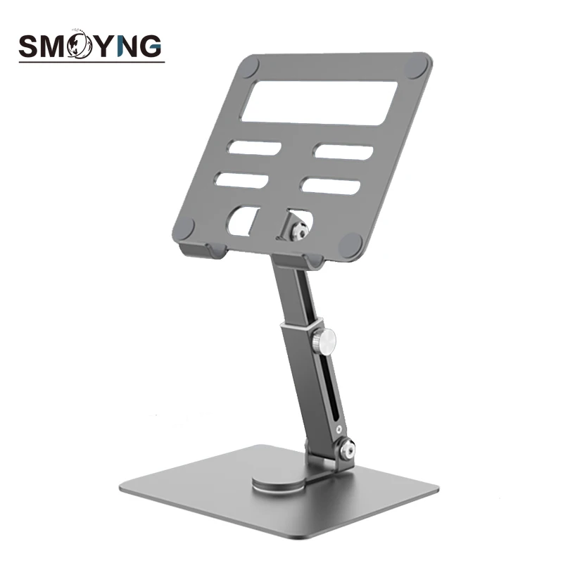 SMOYNG Aluminum Phone Tablet Stand Desktop Mount Riser 360° Rotation Height Adjustable Foldable Holder Support For iPhone iPad