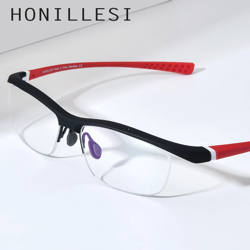 HONILLESI TR90 Glasses Men Brand Designer Semi Rimless Ultralight Bicycle Eyeglasses Frame Half Rim Sports Japanese Eyewear 7027