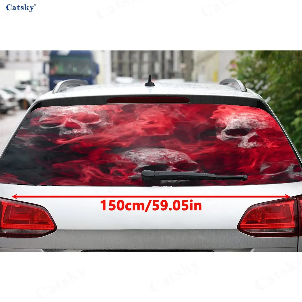 ملصق نافذة السيارة الخلفي ذاتي اللصق من مادة PVC لهب الدم من Smoke Ember، سهل اللصق دون السقوط، waterp #2