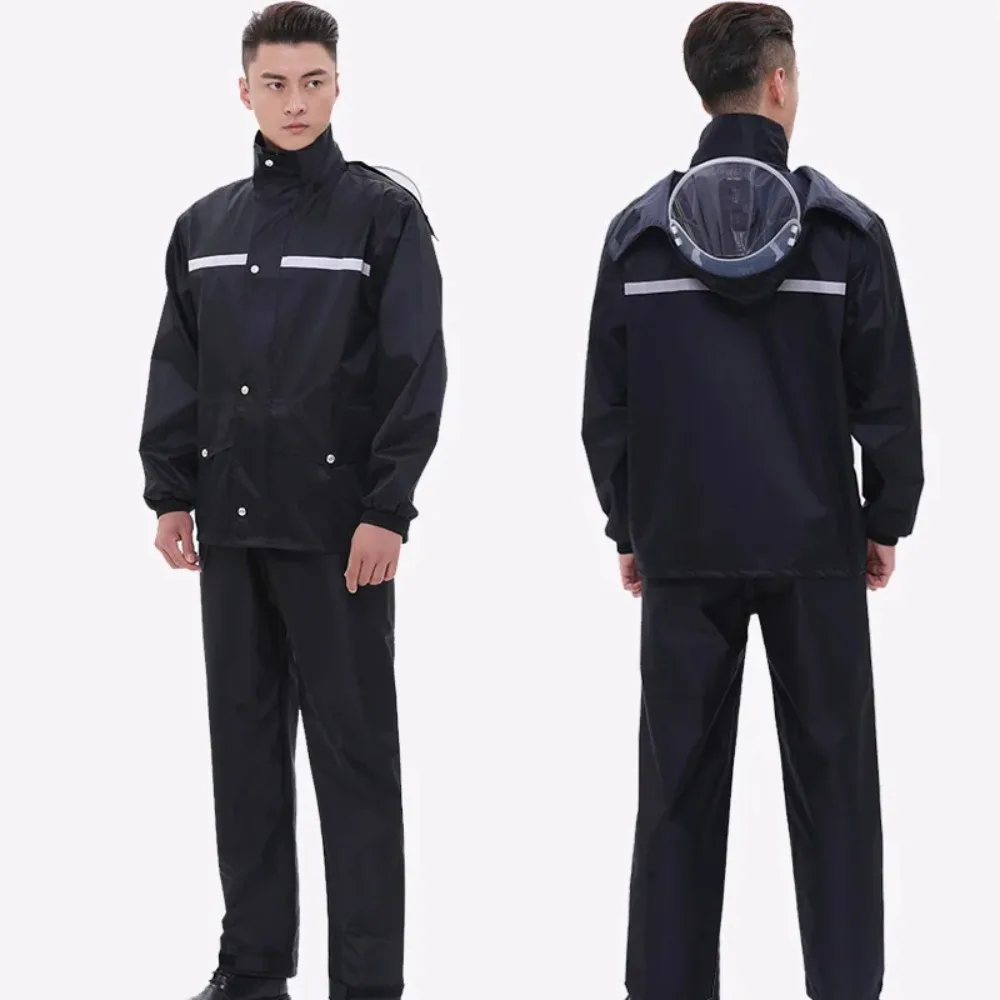비옷 및 레인 팬츠 세트 노동 보호 비바람 보호 야외 오토바이, 남성 라이딩 반사 스플릿 비옷 