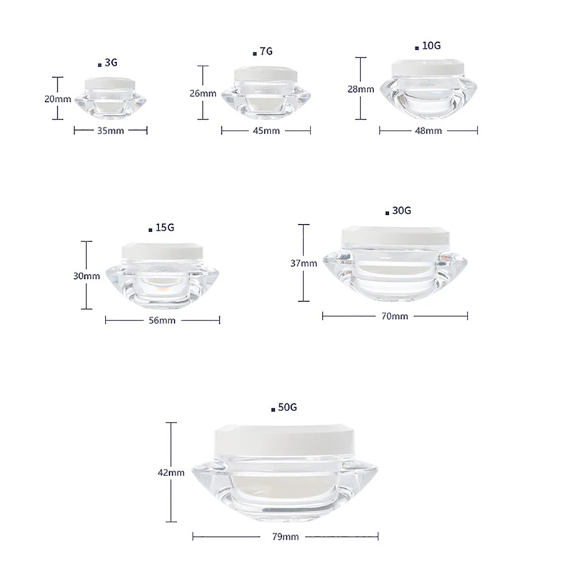 3g-50g pusty słoik z kremem do twarzy balsam do ciała opakowanie butelka podróżny akrylowy biały pojemnik kosmetyczny emulsja do makijażu sub-butelka