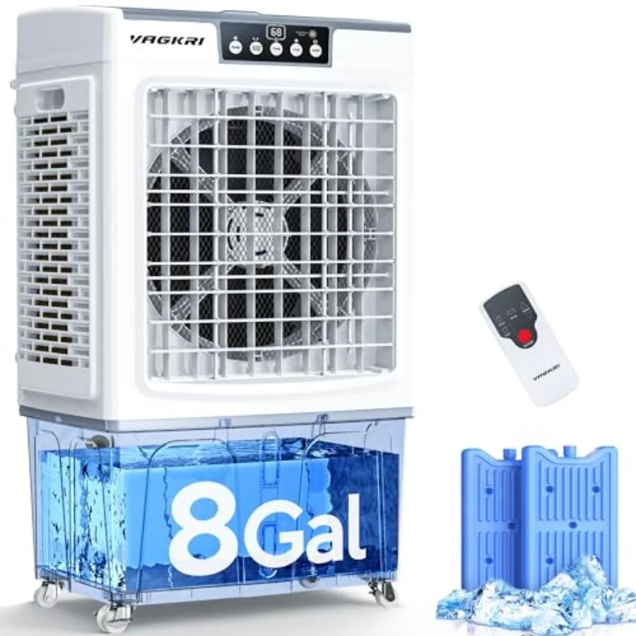 

Swamp Cooler, 2500CFM Evaporative Air Cooler with Auto fill, 120 Oscillation, Remote Control 24H Timer, 3 Wind Speeds for Outdo