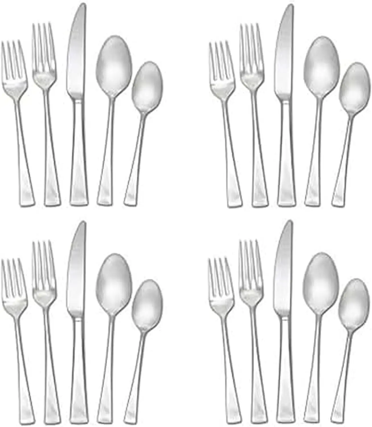 

20-Piece Stainless Steel Flatware Set, Service for 4, Modern Design, Dishwasher Safe
