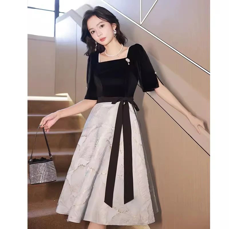 

Black evening gown skirt high-end luxury niche can be worn at ordinary times for banquets and annual meetings