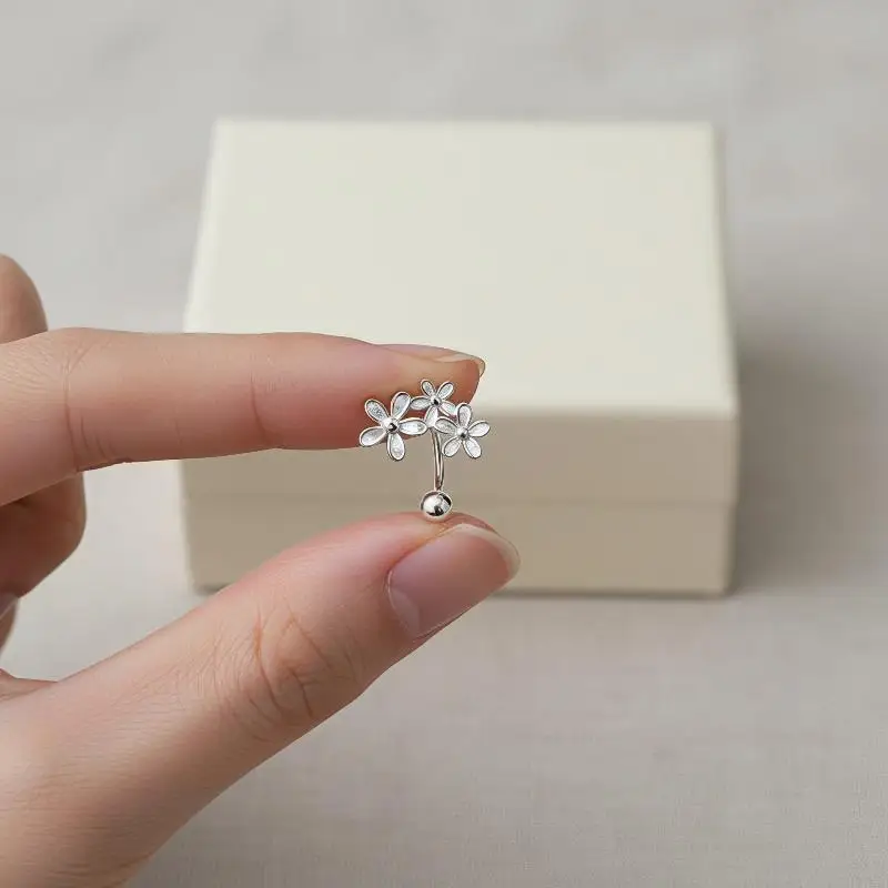 OL Style Elegant Metal Flower Cluster Stud Earrings Polished Finish Delicate Jewelry Gift for Wife Valentine's Day