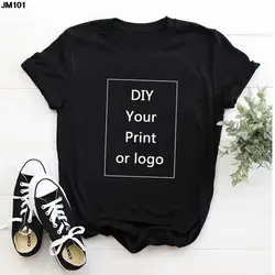 Camiseta con estampado personalizado para mujer, camiseta Harajuku para mujer, bricolaje, tu foto o Logo, camiseta negra Unisex, ropa personalizada a la moda para hombre