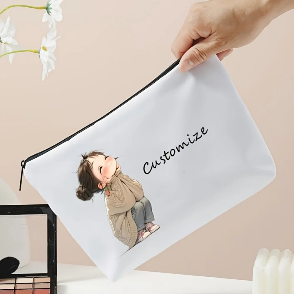 Customizable Vintage Cute Patterned Makeup Bags-Featuring Retro Floral And Casual Illustrations, Made from Durable Polyester